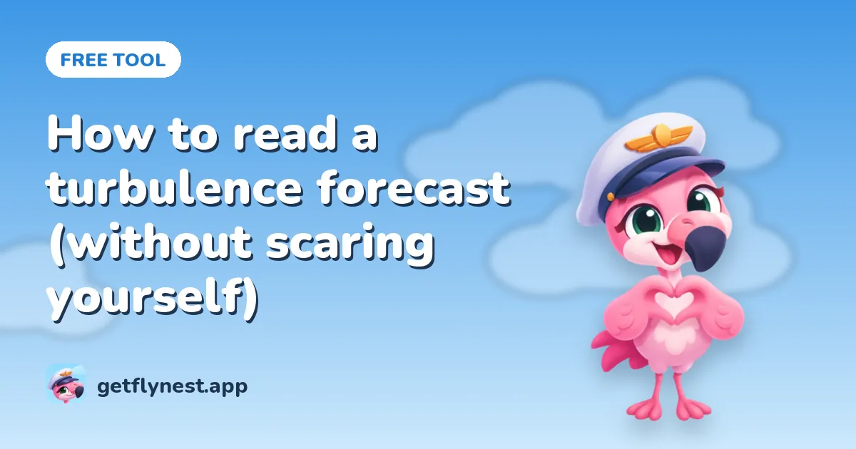 How to read a turbulence forecast (without scaring yourself): FlyNest illustration with Nesty, the flamingo captain