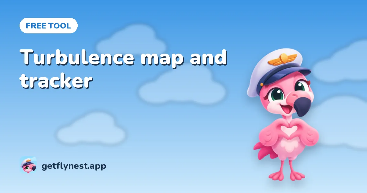 Turbulence map and tracker: where to see the bumps before you fly: FlyNest illustration with Nesty, the flamingo captain